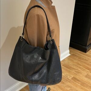 Banana Republic black soft 100% leather hobo shoulder bag